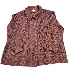 Boyne Valley Weavers Ireland  Plum Brocade Tapestry Blazer jacket Sz 3X